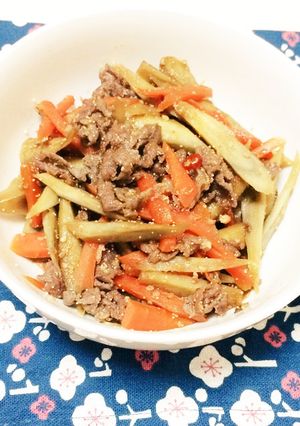 牛肉と明太子のきんぴらごぼう-レシピのメイン写真
