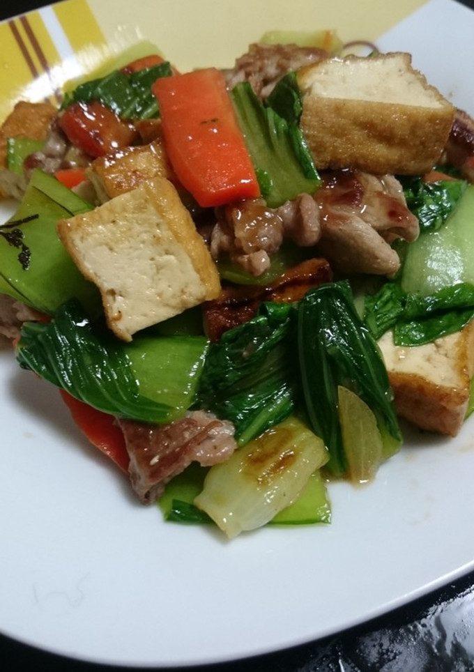 チンゲン菜と豚肉と厚揚げのオイスター炒め-レシピのメイン写真