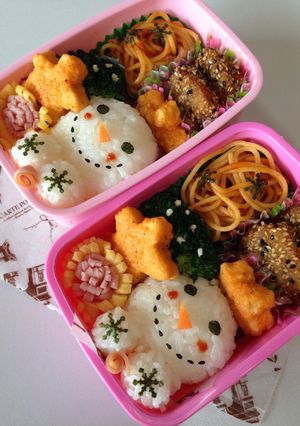 簡単 ご飯キャラ弁 スマイル スノーマン-レシピのメイン写真