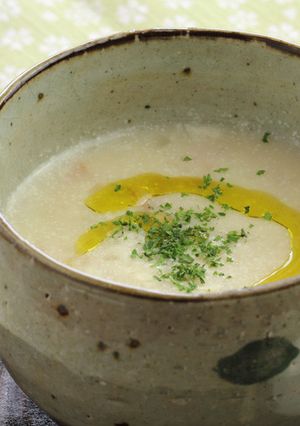 白花豆と押し麦のミルクスープ【天狗缶詰】-レシピのメイン写真