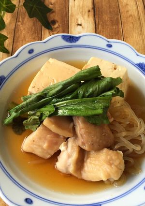 レンジで節約ヘルシー*白滝たっぷり鶏豆腐-レシピのメイン写真