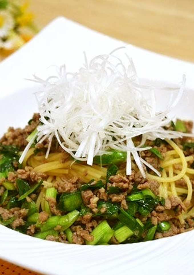 簡単♡にらとひき肉の和風スパゲティ♪-レシピのメイン写真