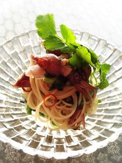 ホタルイカとセリの冷製パスタ-レシピのメイン写真