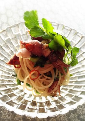 ホタルイカとセリの冷製パスタ-レシピのメイン写真