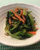 生・茎レタスとほうれん草のツナ炒め