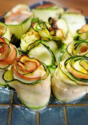 ＊ズッキーニとハムのくるくるマヨ焼き＊-レシピのメイン写真