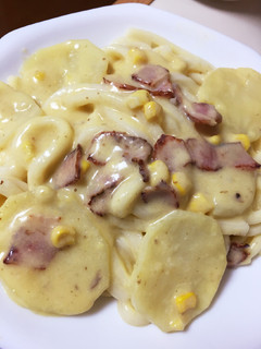 カルボナーラ風♡コーンクリームうどん-レシピのメイン写真