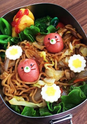 春だね★もぐらちゃんの焼きそば弁当-レシピのメイン写真