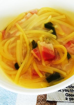 残ったパスタでスープスパ♡-レシピのメイン写真