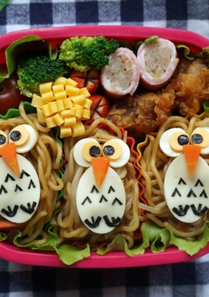 焼そばでフクロウのお弁当-レシピのメイン写真