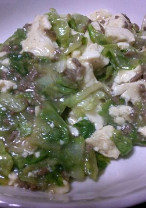 豆腐とレタスの簡単炒め-レシピのメイン写真