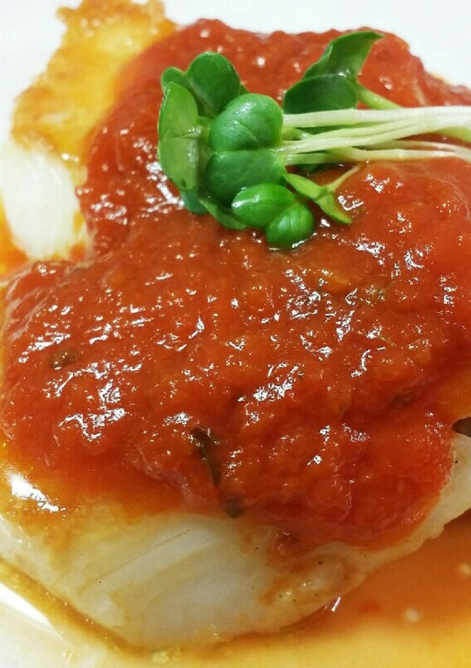 カレイのムニエル　簡単トマトソースがけ-レシピのメイン写真