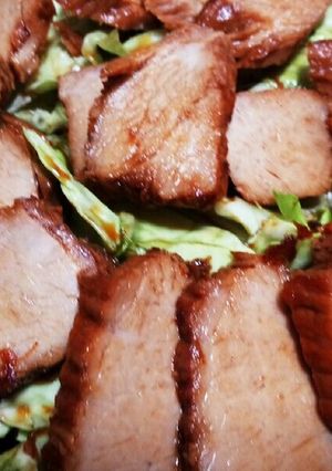 圧力鍋で煮豚！春キャベツ添え-レシピのメイン写真