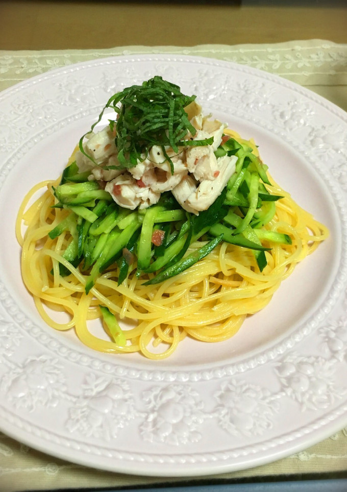 梅シソきゅうりと鶏ささみのさっぱりパスタ-レシピのメイン写真