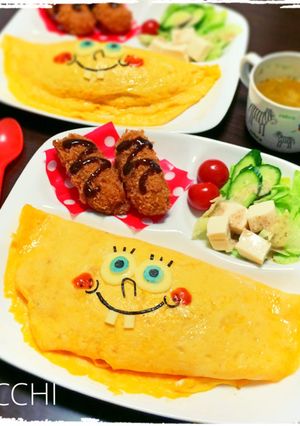 オムライスで☆スポンジボブ-レシピのメイン写真