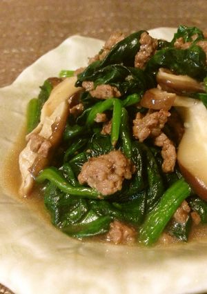 簡単っ！挽肉とほうれん草のオイスター炒め-レシピのメイン写真