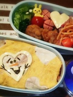 簡単オラフとハート模様のオムライス弁当☆-レシピのメイン写真