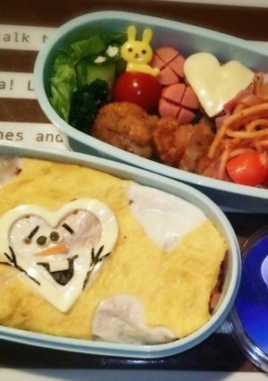簡単オラフとハート模様のオムライス弁当☆-レシピのメイン写真