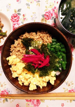 しっとりおいしい♪3色そぼろ丼-レシピのメイン写真
