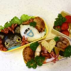 รูปของ ダークニャンとウィスパーのキャラ弁^_−