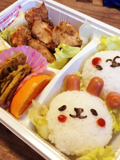 キャラ弁★彡微笑みウサギにぎり-レシピのメイン写真