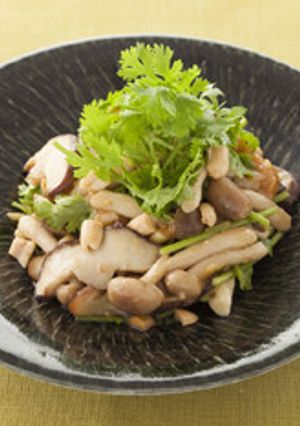 香菜ときのこのピーナッツねぎソース和え-レシピのメイン写真