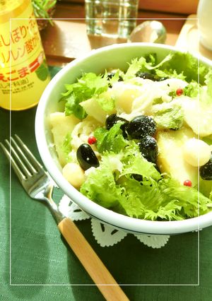 えごま油プラス☆わさび菜とりんごのサラダ-レシピのメイン写真