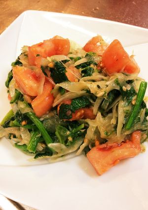 ほうれん草、新玉、トマトのあっさりサラダ-レシピのメイン写真