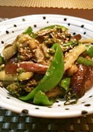 ふきのとうを入れた茄子の味噌炒め-レシピのメイン写真