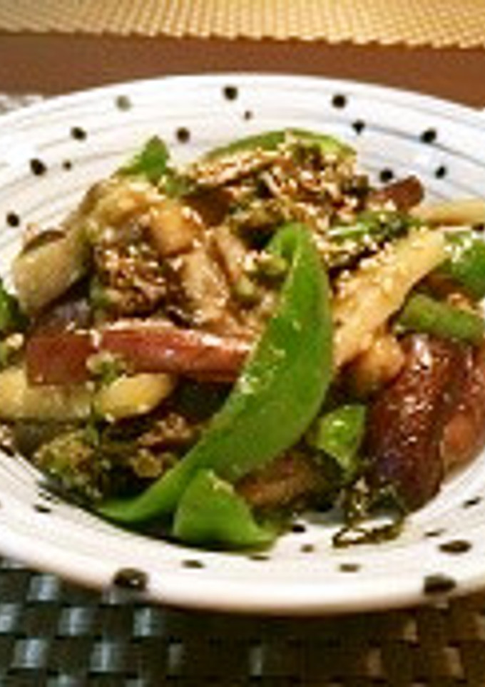 ふきのとうを入れた茄子の味噌炒め-レシピのメイン写真