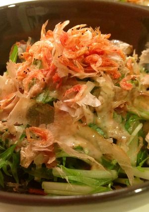 簡単美味☆干しえびと水菜の胡麻サラダ-レシピのメイン写真