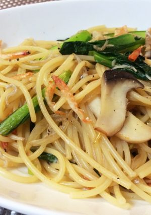 麺つゆで小松菜としらすの簡単和風パスタ♪-レシピのメイン写真