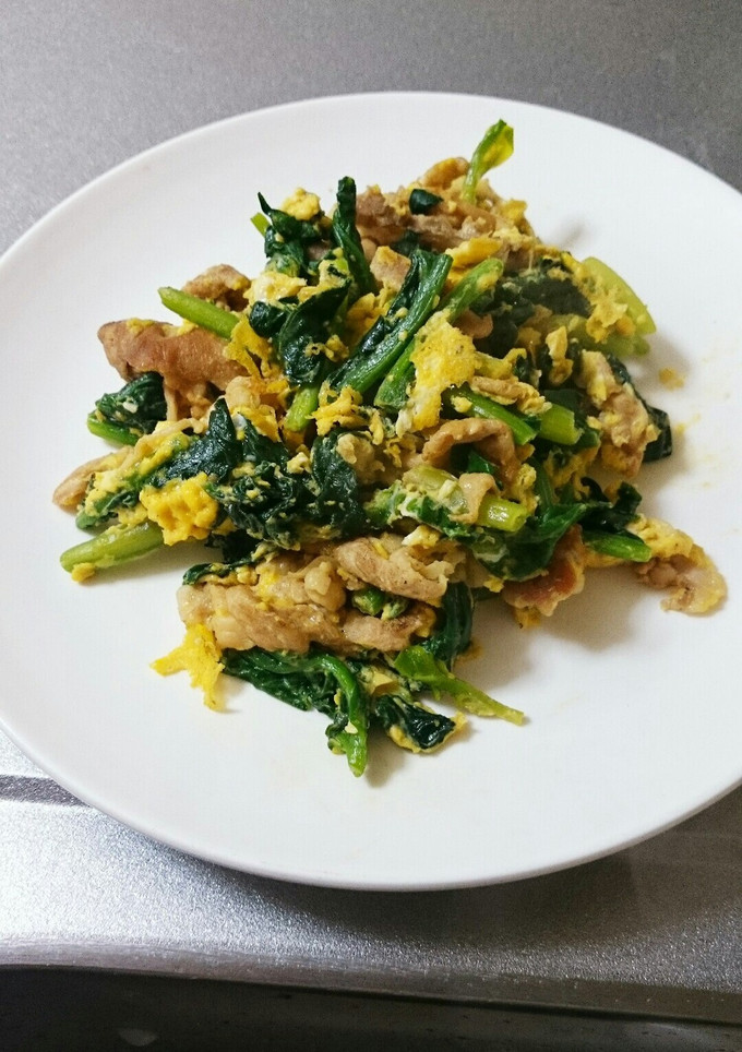 ほうれん草と豚肉の玉子とじ-レシピのメイン写真
