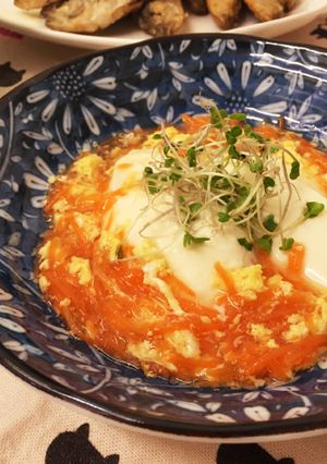 あんかけ豆腐☆生姜香る人参たまご餡-レシピのメイン写真