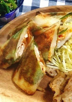 キムチーズ＆しそ＆餅♪揚げない春巻き-レシピのメイン写真