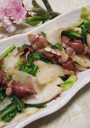 あやめかぶとホタルイカの生姜炒め-レシピのメイン写真