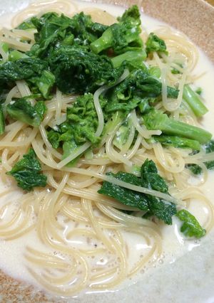 菜の花と豆乳のスープパスタ-レシピのメイン写真
