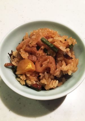 【簡単】めんつゆで作るうちの山菜おこわ-レシピのメイン写真
