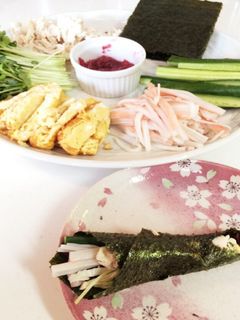 手巻き和風サラダ〜梅味〜-レシピのメイン写真