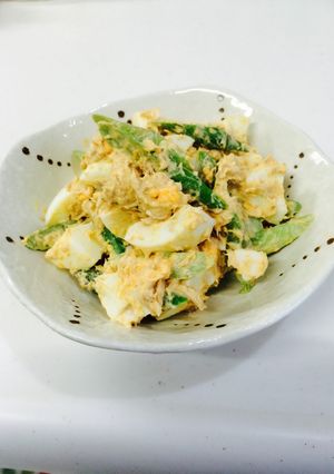 アスパラとゆで卵のゴマ味噌ツナマヨ-レシピのメイン写真