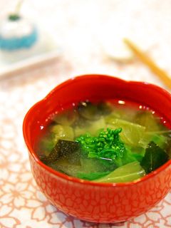 春の香り❀菜の花*春キャベツのお味噌汁-レシピのメイン写真