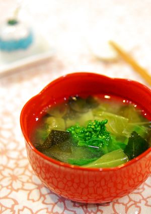 春の香り❀菜の花＊春キャベツのお味噌汁-レシピのメイン写真