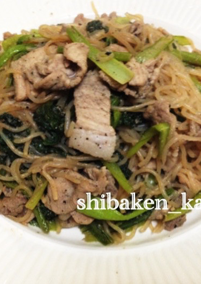 簡単豚肉こんにゃく小松菜すき焼き風炒め煮-レシピのメイン写真