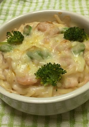 マルちゃんたらこ味で春色グラタン-レシピのメイン写真
