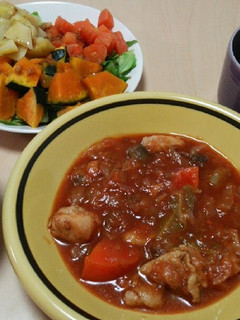 ココナッツオイルで、野菜と鶏肉のトマト煮-レシピのメイン写真