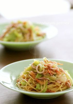 桜えびとイカのキャベツスパゲッティ-レシピのメイン写真