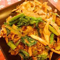 菜の花と豚肉のマヨ炒め-レシピのメイン写真
