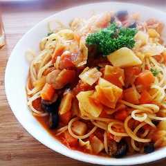 ミネストローネをリメイク♪トマトパスタ-レシピのメイン写真