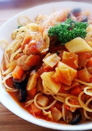 ミネストローネをリメイク♪トマトパスタ-レシピのメイン写真