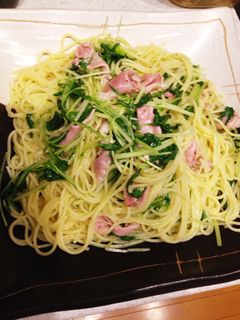 水菜と生ハムのスパゲティー-レシピのメイン写真